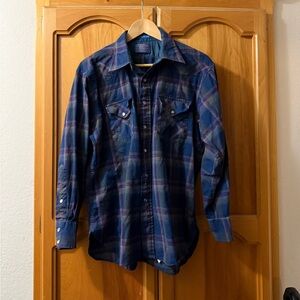 Pendleton Navy and Purple Plaid Button Down Shirt